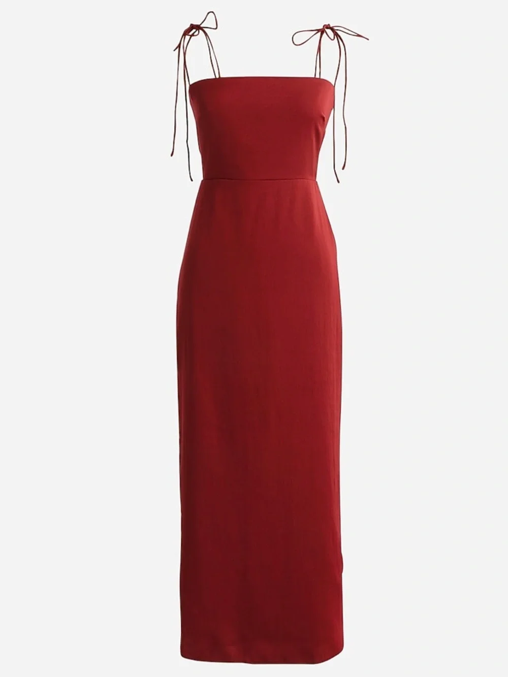 NWT J. Crew Collection tie-strap midi dress in textured burgundy satin size 16